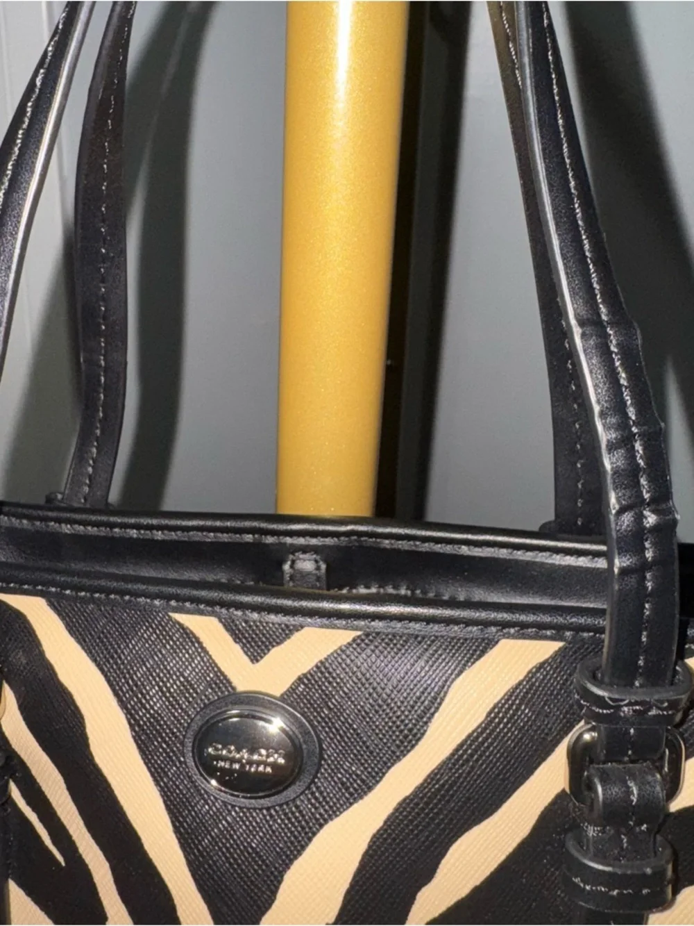 Coach Zebra-Print Mini Tote in Black and Cream - Picture 9 of 9
